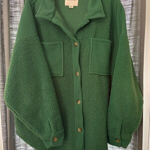 American Eagle Outfitters cozy Sherpa Green Shacket